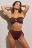Wave | Bronze Metallic Ruched High-Waist Bikini Bottoms sold by Club L London