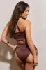Wave | Bronze Metallic Ruched High-Waist Bikini Bottoms sold by Club L London