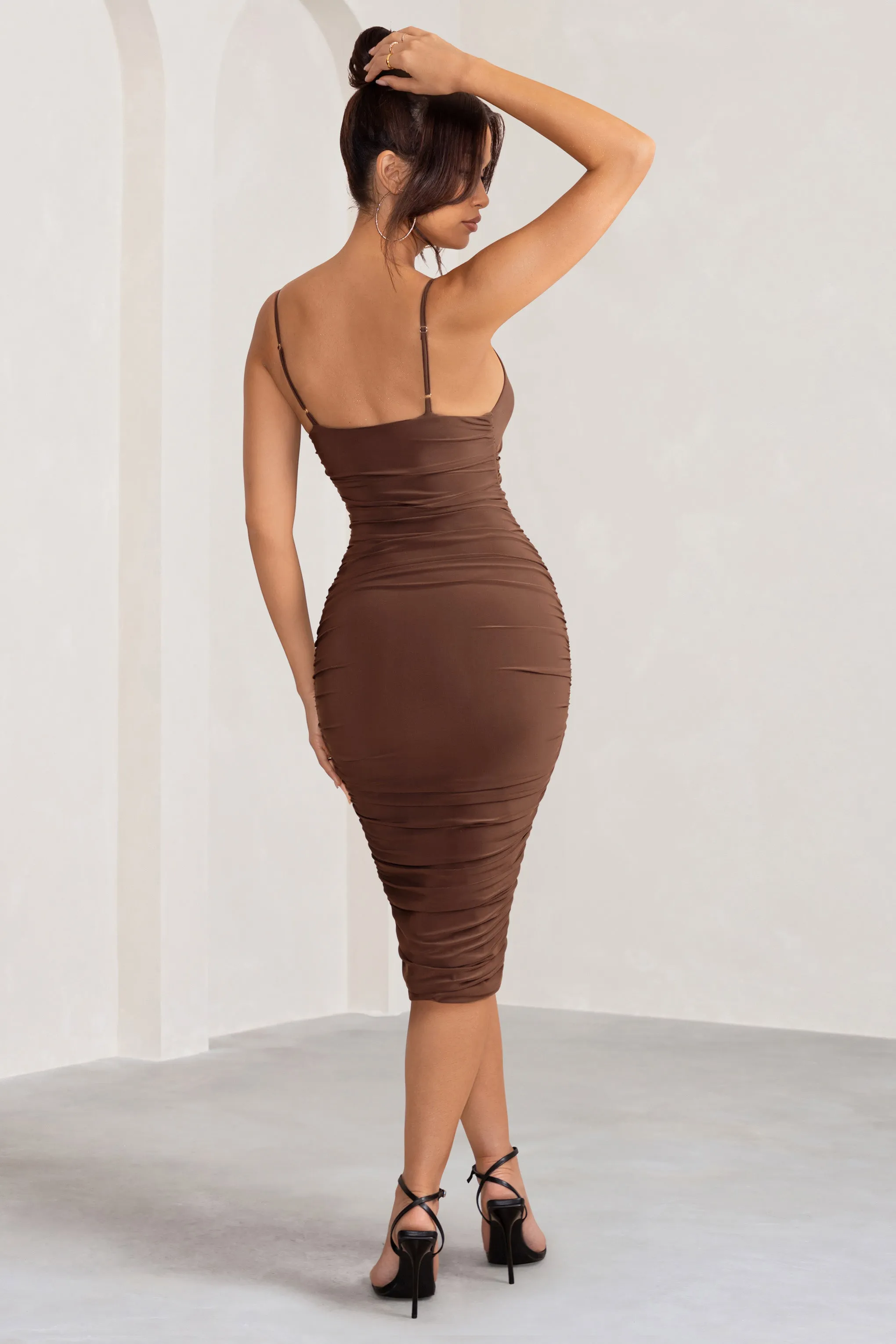 Desired | Chocolate Knot Detail Ruched Midi Dress sold by Club L London product image thumbnail 2