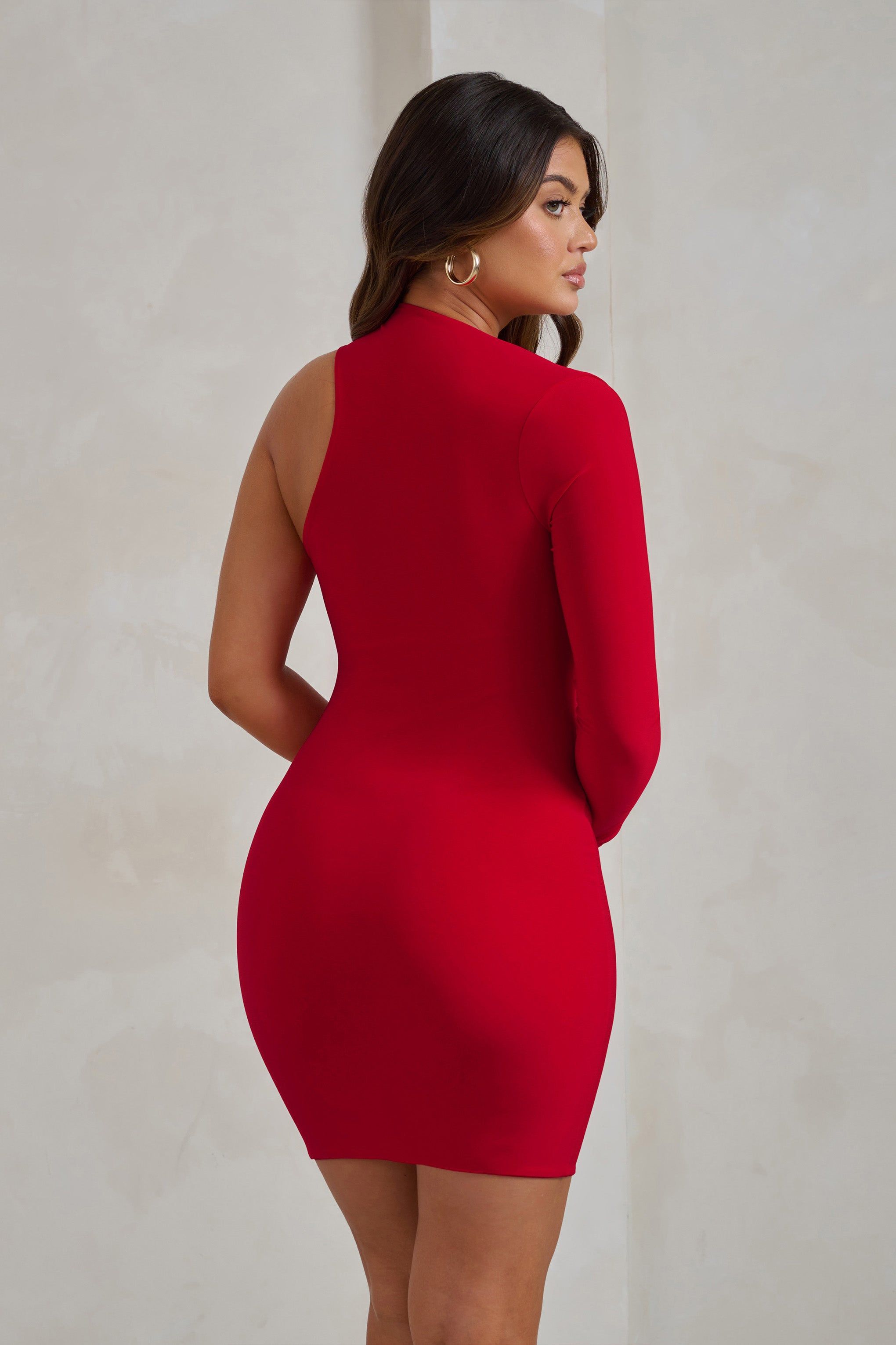 Siren | Red One Shoulder Bodycon Mini Dress sold by Club L London product image thumbnail 2