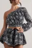Last Request | Black Lace Asymmetric One-Sleeve Crop-Top sold by Club L London