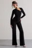 Yalina | Black Asymmetric Long Sleeve Wide-Leg Jumpsuit sold by Club L London