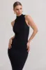 Mindy | Black Bodycon High-Neck Maxi Dress sold by Club L London