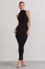 Mindy | Black Bodycon High-Neck Maxi Dress sold by Club L London