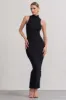 Mindy | Black Bodycon High-Neck Maxi Dress sold by Club L London