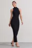 Mindy | Black Bodycon High-Neck Maxi Dress sold by Club L London