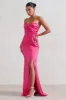 Coraline | Hot Pink Strapless Maxi Dress With Split sold by Club L London