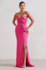 Coraline | Hot Pink Strapless Maxi Dress With Split sold by Club L London