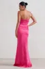 Coraline | Hot Pink Strapless Maxi Dress With Split sold by Club L London