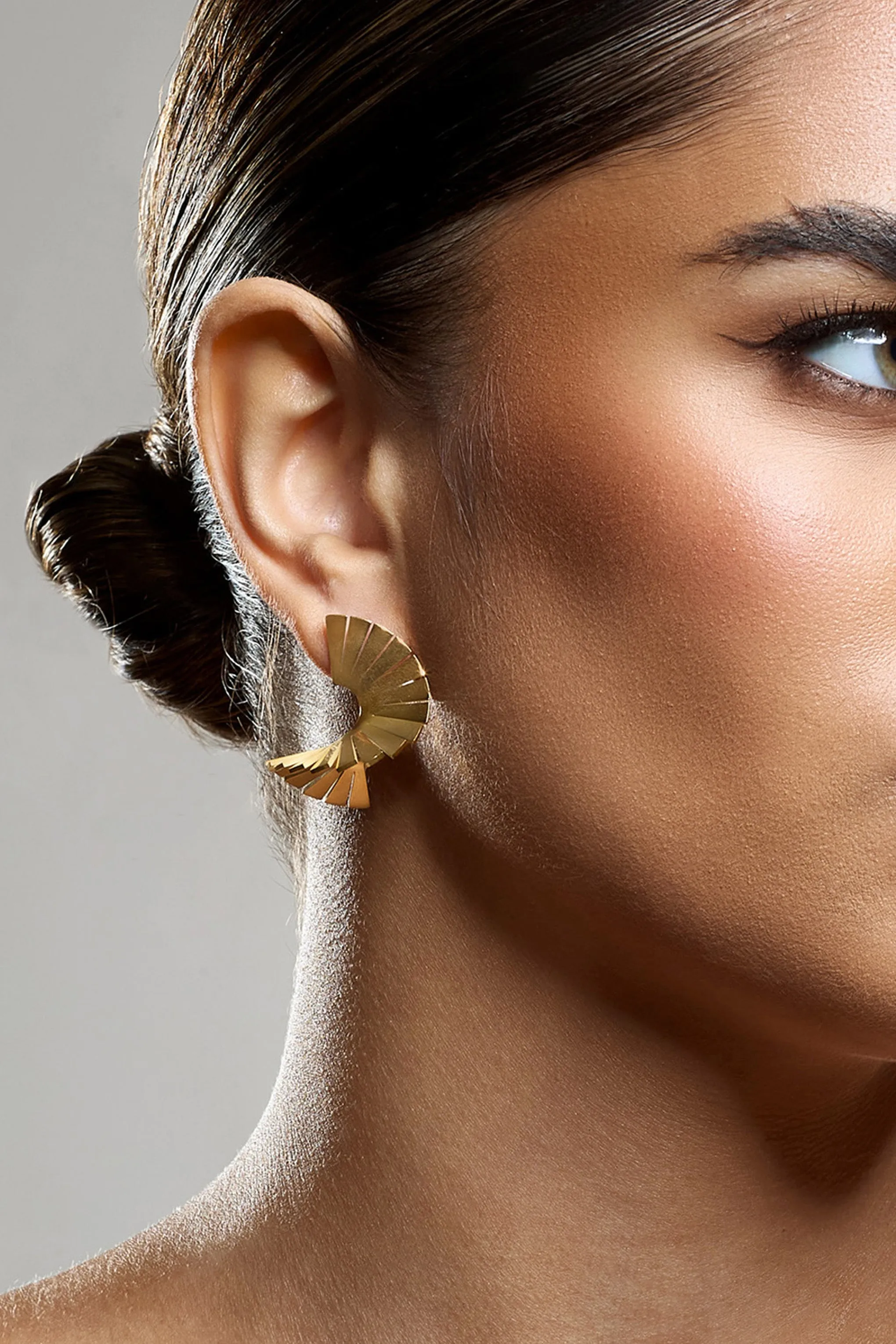 Frankie | Gold Twisted Earrings sold by Club L London product image thumbnail 4