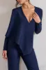 Erika | Navy Plunge Jumpsuit with One-Shoulder Cape Overlay sold by Club L London