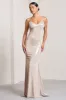 Naya | Gold Metallic Strappy V-Neck Fishtail Maxi Dress sold by Club L London