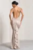 Naya | Gold Metallic Strappy V-Neck Fishtail Maxi Dress sold by Club L London
