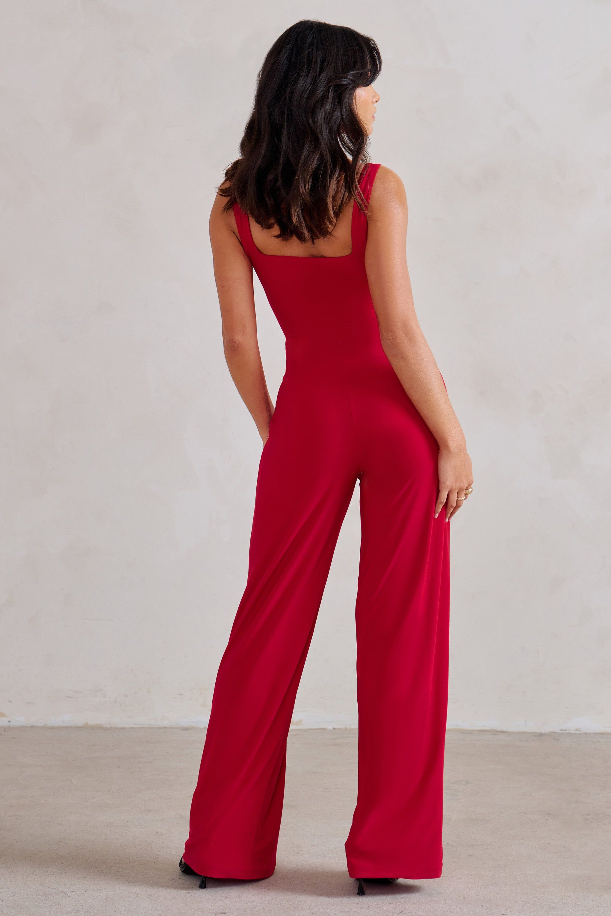Toni | Red Square Neck Sleeveless Jumpsuit sold by Club L London product image thumbnail 2