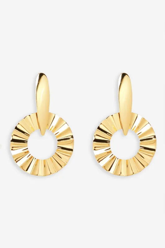 Suki | Gold Circle Drop Earrings sold by Club L London