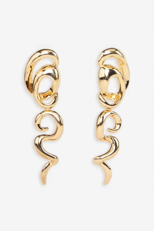 Elaina | Gold Twisted Statement Earrings sold by Club L London
