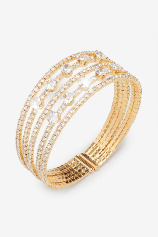 Candice | Gold Diamante Cuff Bangle sold by Club L London