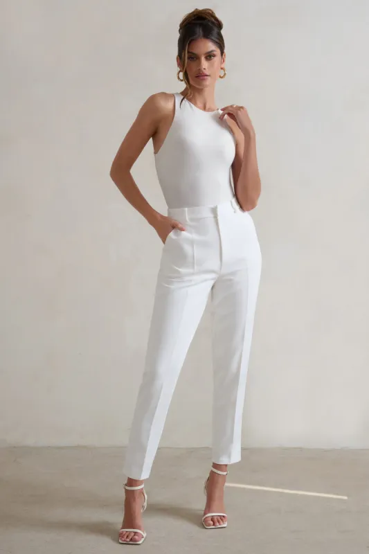 Cilla | White Cigarette Trousers made by Club L London