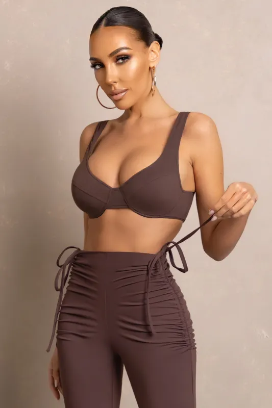 Under Pinning | Brown Balcony Bralette Crop Top sold by Club L London