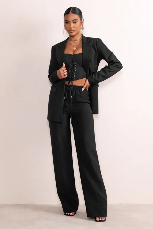 Barbie Girl | Black Single Breasted Oversized Blazer sold by Club L London