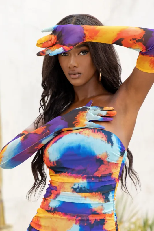 Anastasia | Multi Print Opera Gloves sold by Club L London