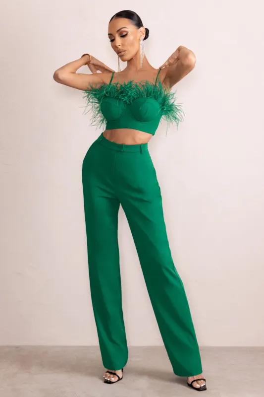 Unpredictable | Emerald Green High Waist Straight Leg Trousers sold by Club L London