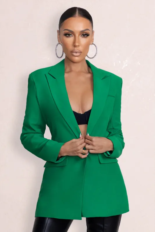 Barbie Girl | Emerald Green Tailored Blazer sold by Club L London