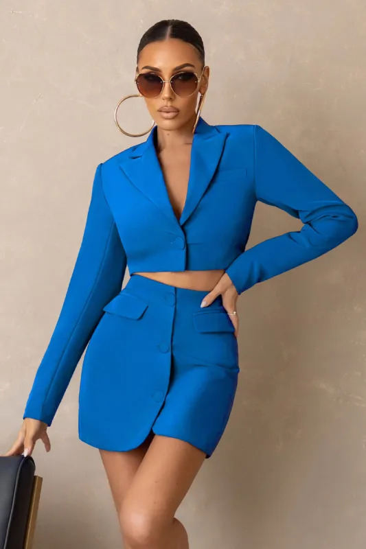 Investment | Royal Blue Crop Blazer sold by Club L London