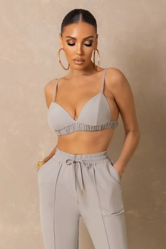 Hot Topic | Dove Grey Elasticated Bralet sold by Club L London
