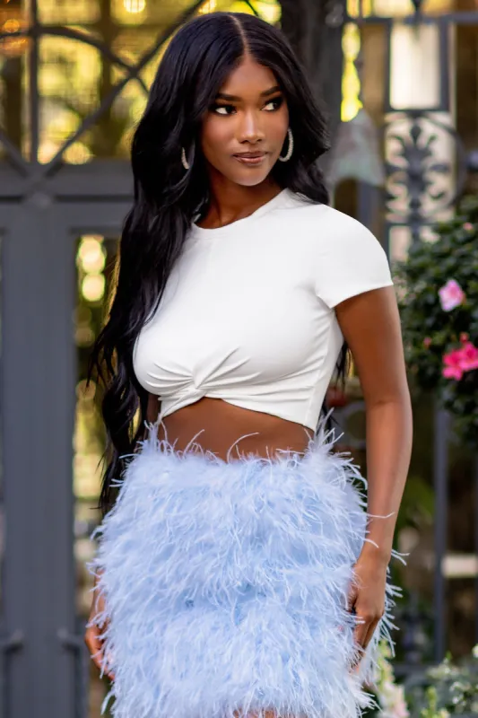 Twist Up | White Crop T-Shirt With Twist Front Detail sold by Club L London