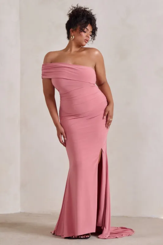 Forever & Always | Blush Pink One Shoulder Fishtail Maxi Dress | Parallel