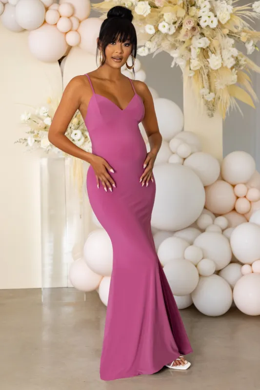 Tender Caress | Orchid Maternity Cross Back Maxi Dress made by Club L London