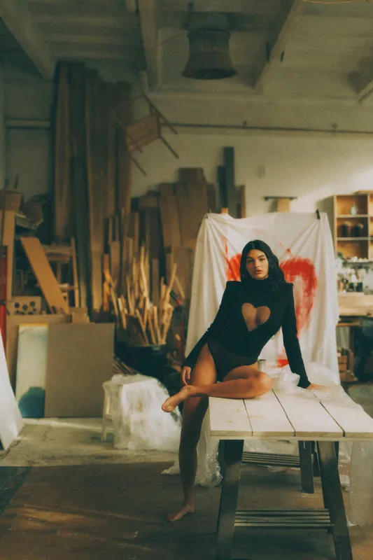 Heart Out Bodysuit Black sold by Undress Code