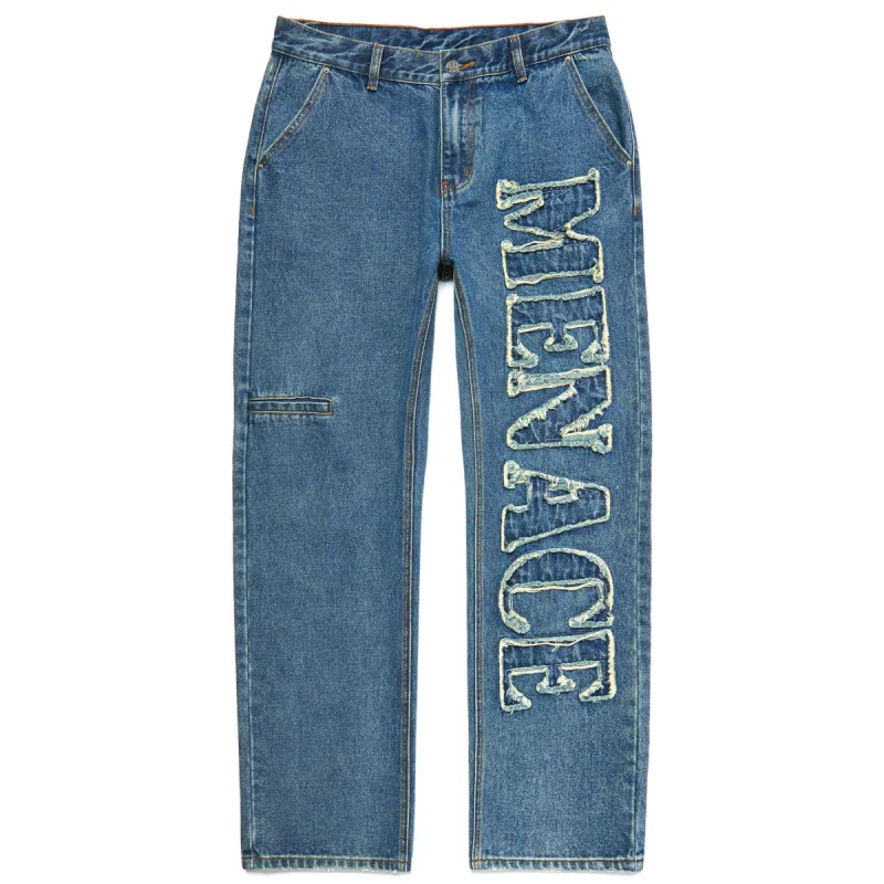 DISTRESSED STENCIL DENIM PANTS sold by Menace