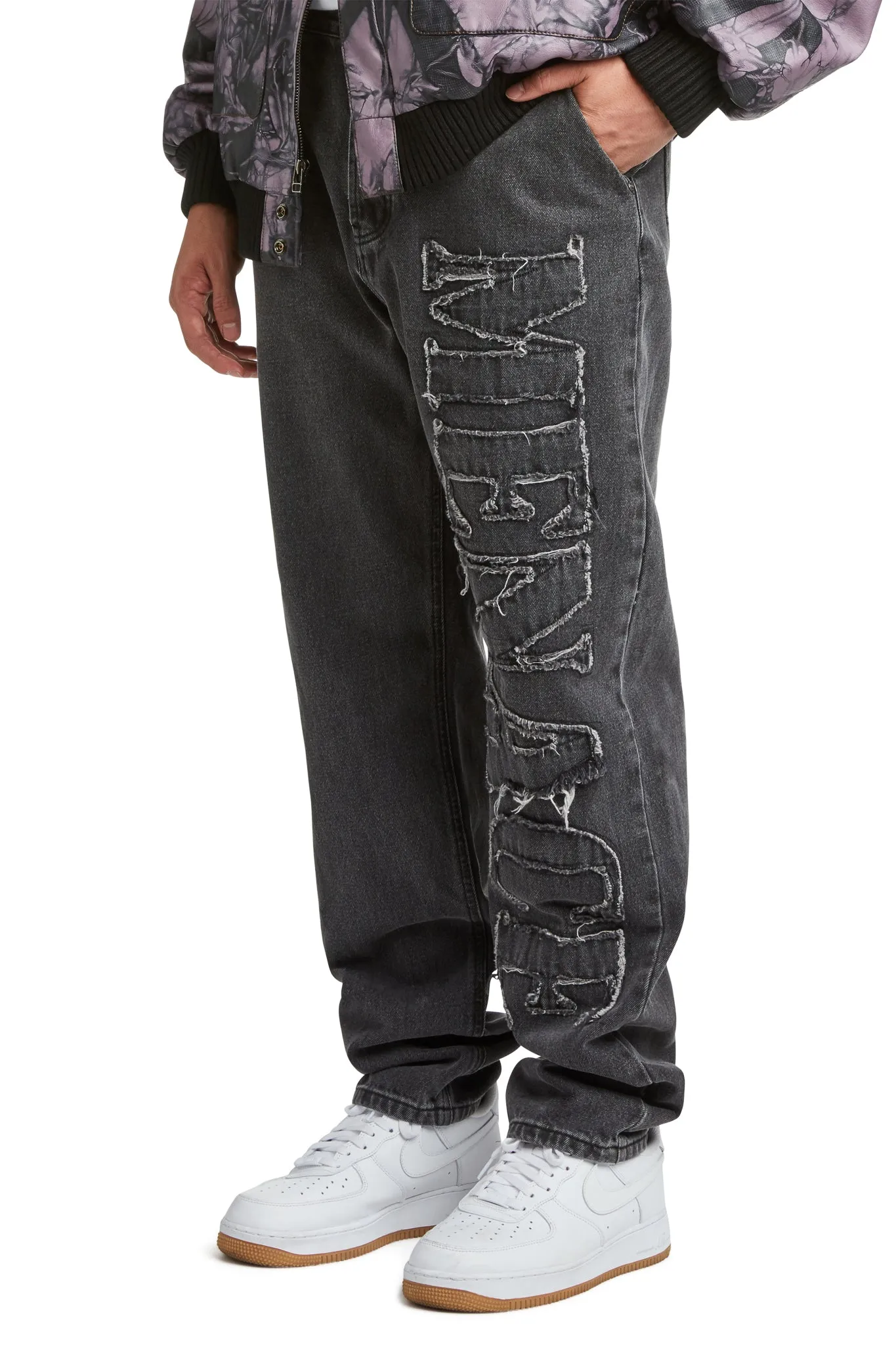 DISTRESSED STENCIL DENIM PANTS sold by Menace product image thumbnail 4
