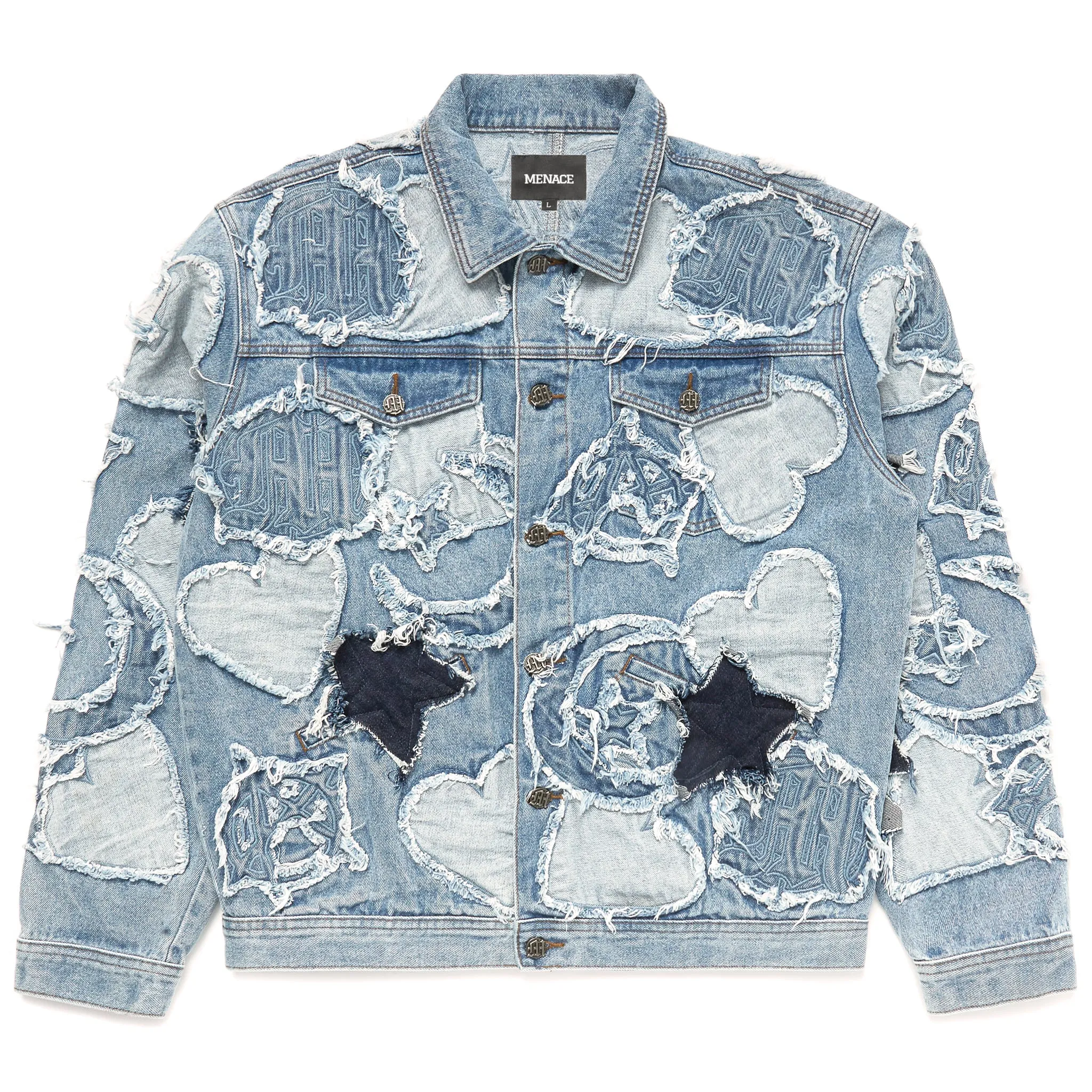 ICONOGRAPHY DENIM PATCH WORK JACKET sold by Menace
