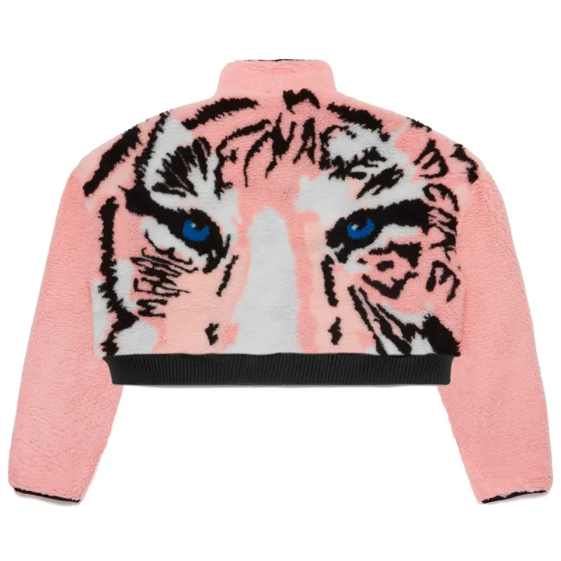PINK TIGER SHERPA FLEECE CROPPED JACKET sold by Menace