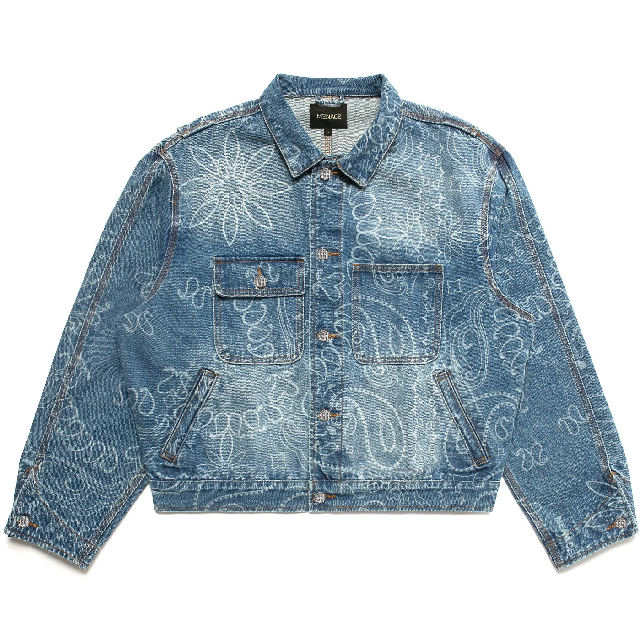 LASER ENGRAVED PAISLEY DENIM JACKET sold by Menace
