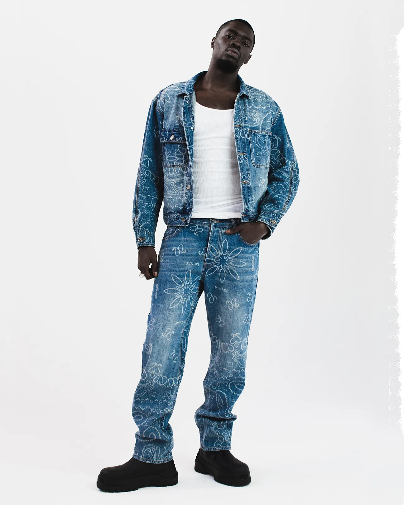 LASER ENGRAVED PAISLEY DENIM JACKET sold by Menace product image thumbnail 4