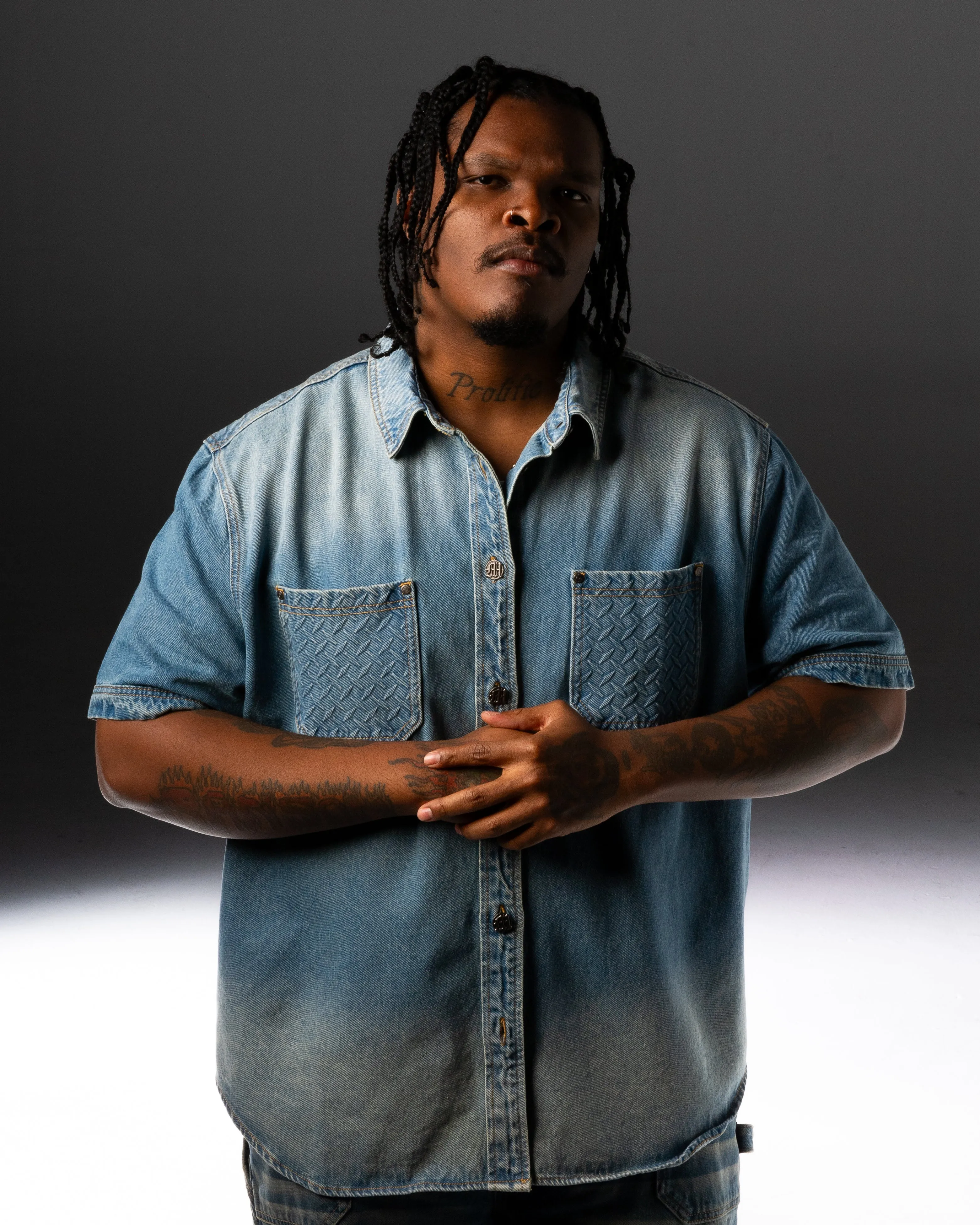 STEEL EMBOSSED DENIM WORK SHIRT sold by Menace product image thumbnail 4