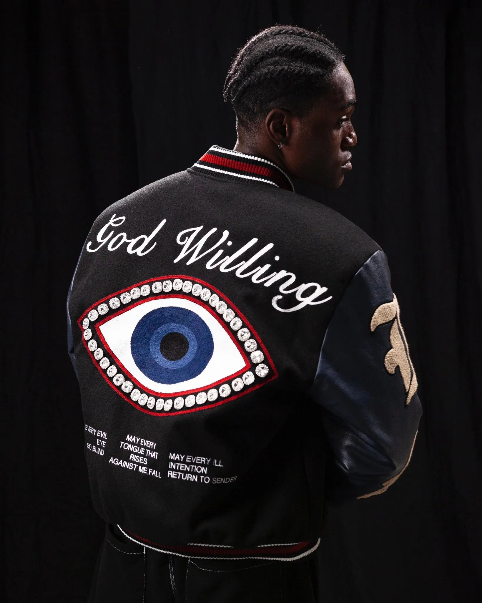 GOD WILLING VARSITY JACKET sold by Menace product image thumbnail 4