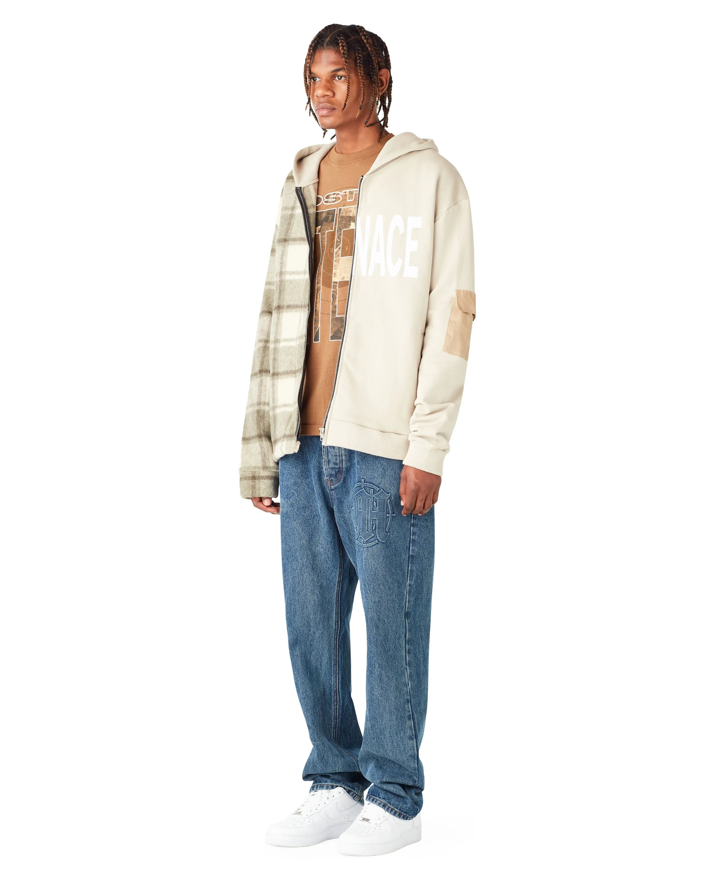 MENACE SPLIT WOOL PLAID FRENCH TERRY HOODIE sold by Menace product image thumbnail 5