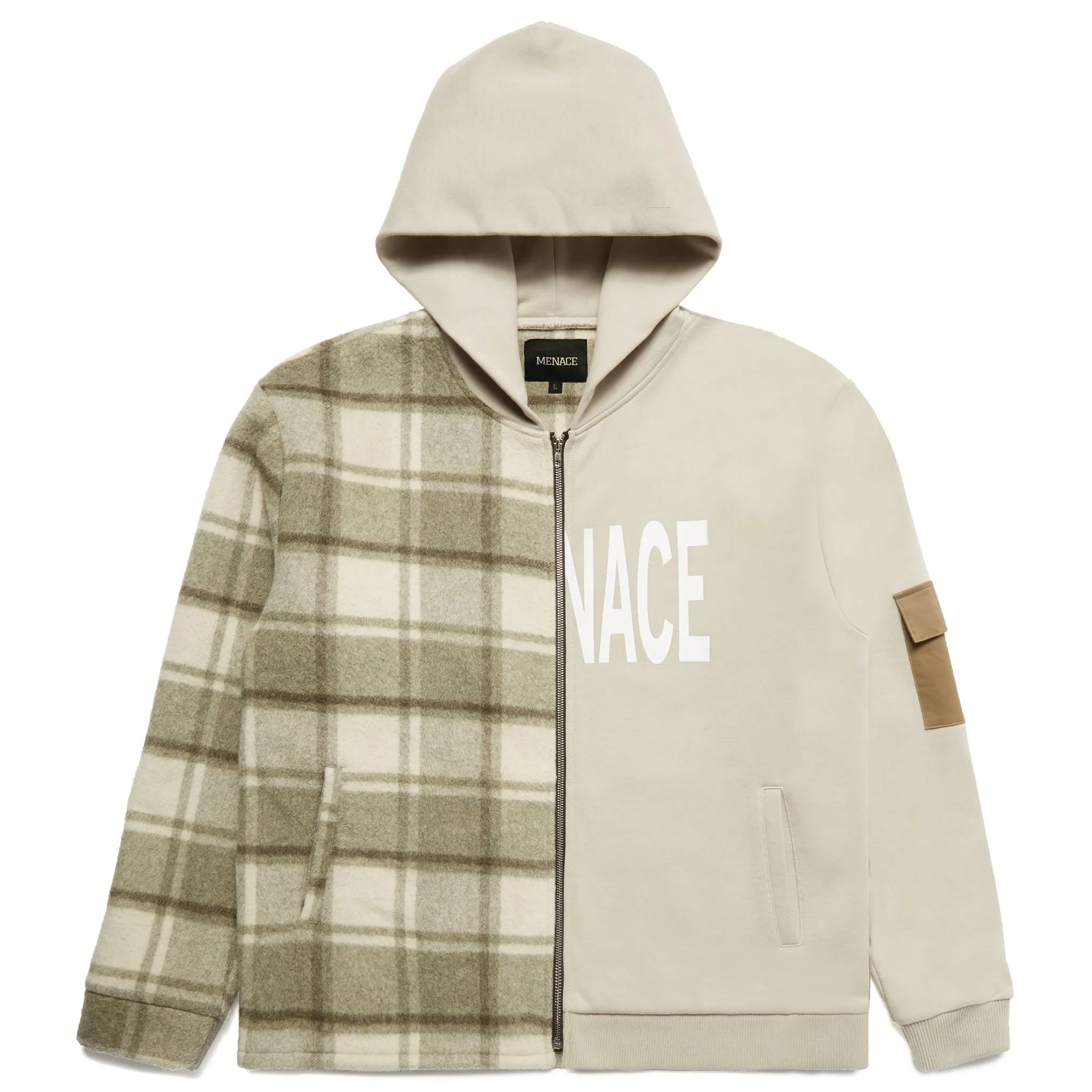 MENACE SPLIT WOOL PLAID FRENCH TERRY HOODIE sold by Menace