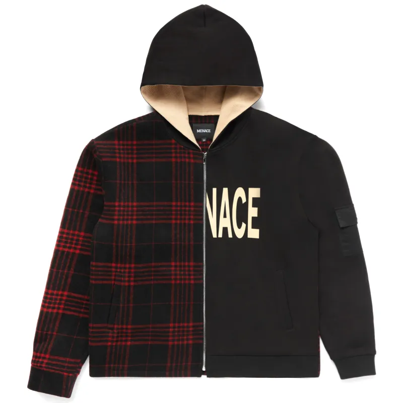 MENACE SPLIT WOOL PLAID FRENCH TERRY HOODIE sold by Menace