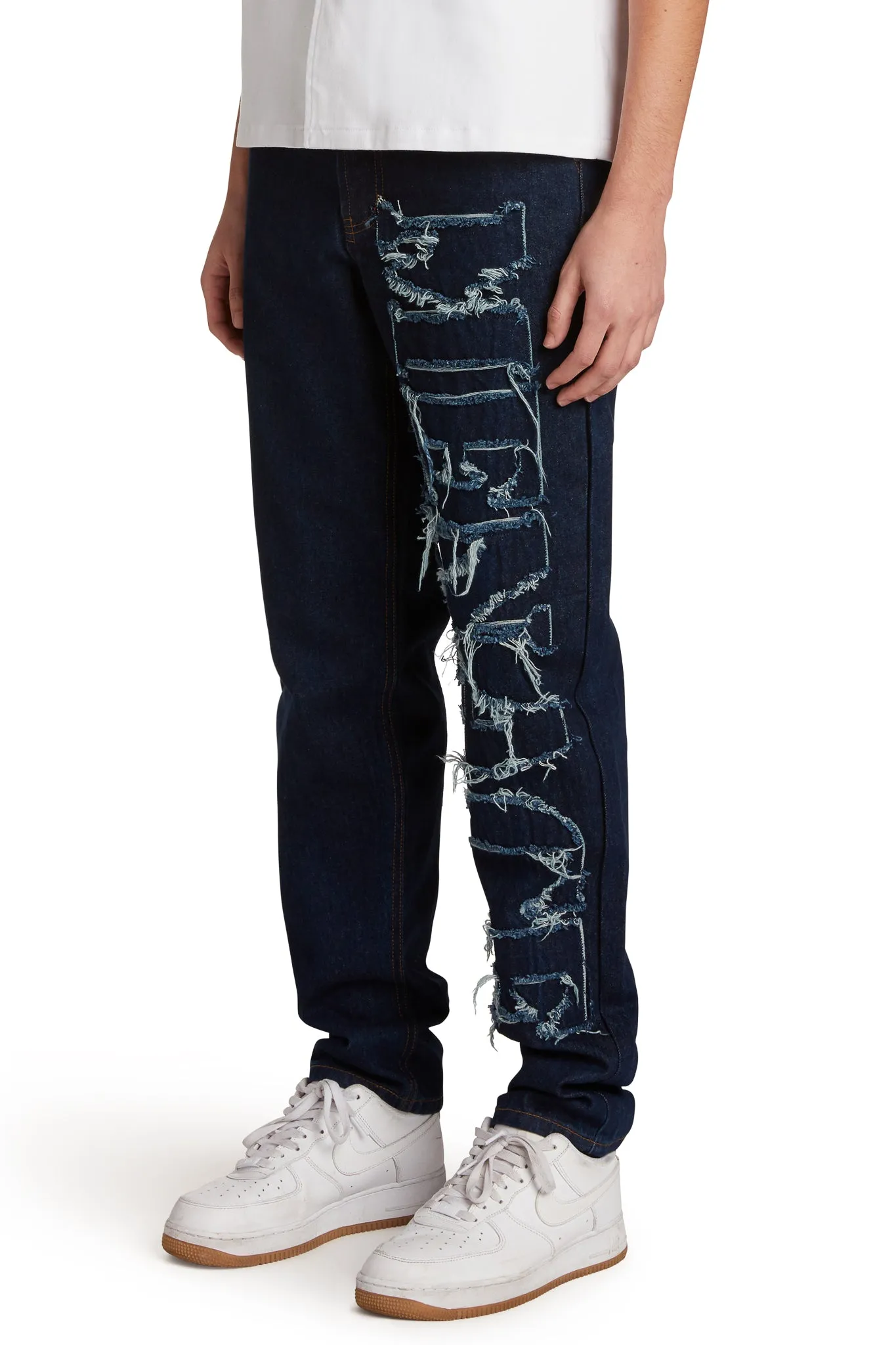 DISTRESSED STENCIL DENIM PANTS sold by Menace product image thumbnail 4