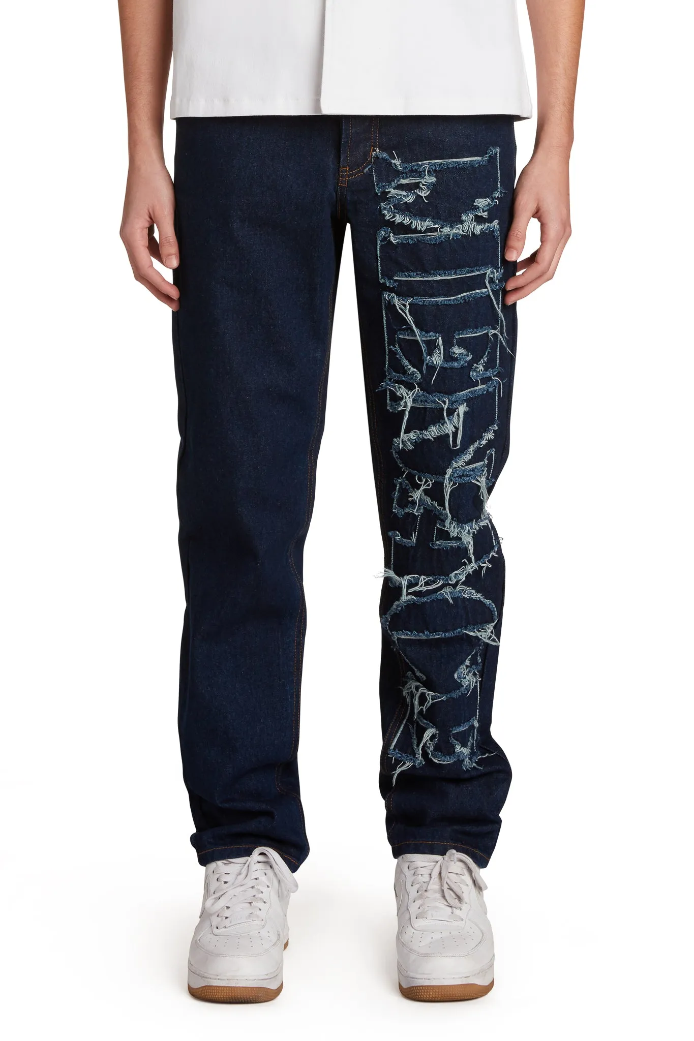 DISTRESSED STENCIL DENIM PANTS sold by Menace product image thumbnail 3