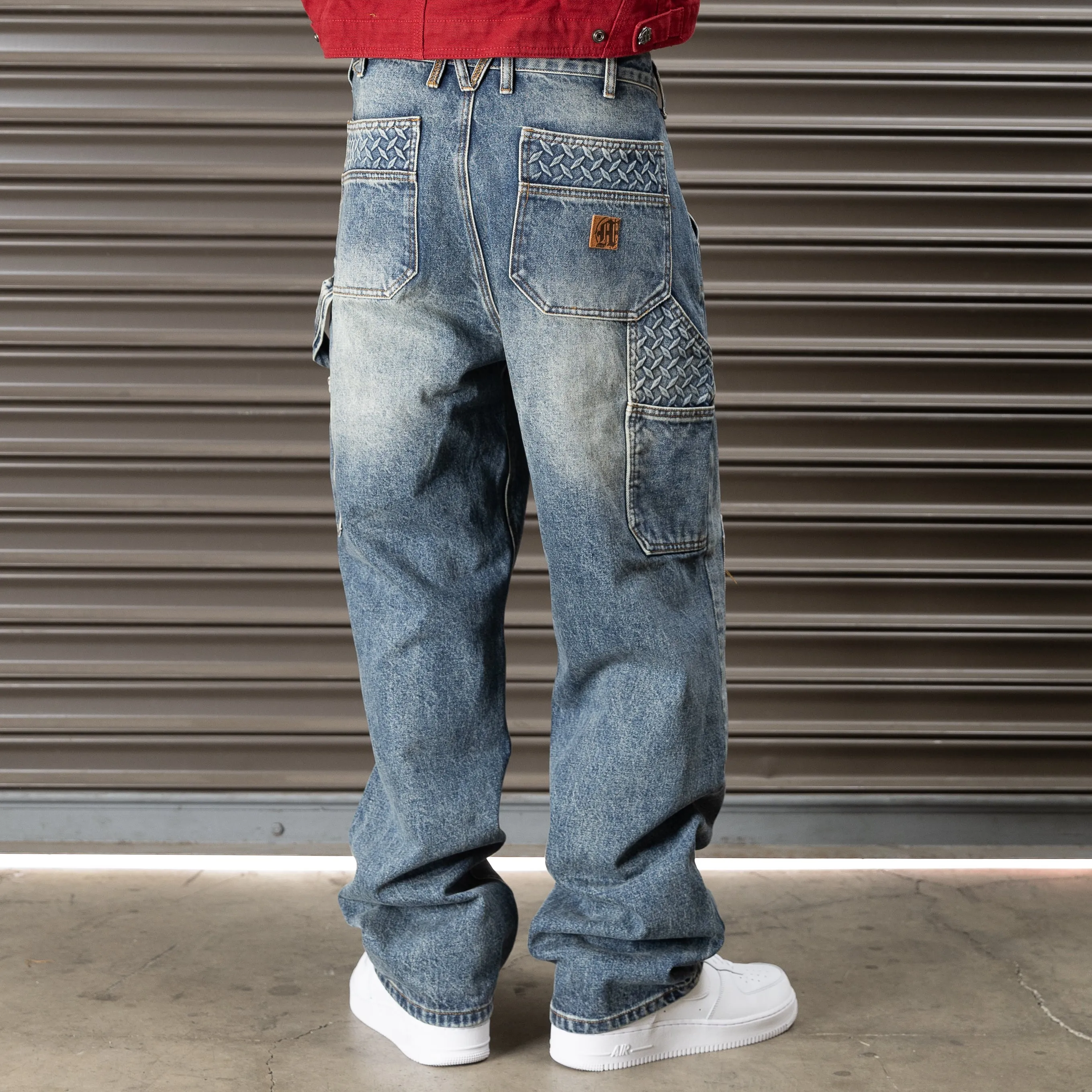 STEEL EMBOSSED DENIM CARPENTER PANTS | Parallel