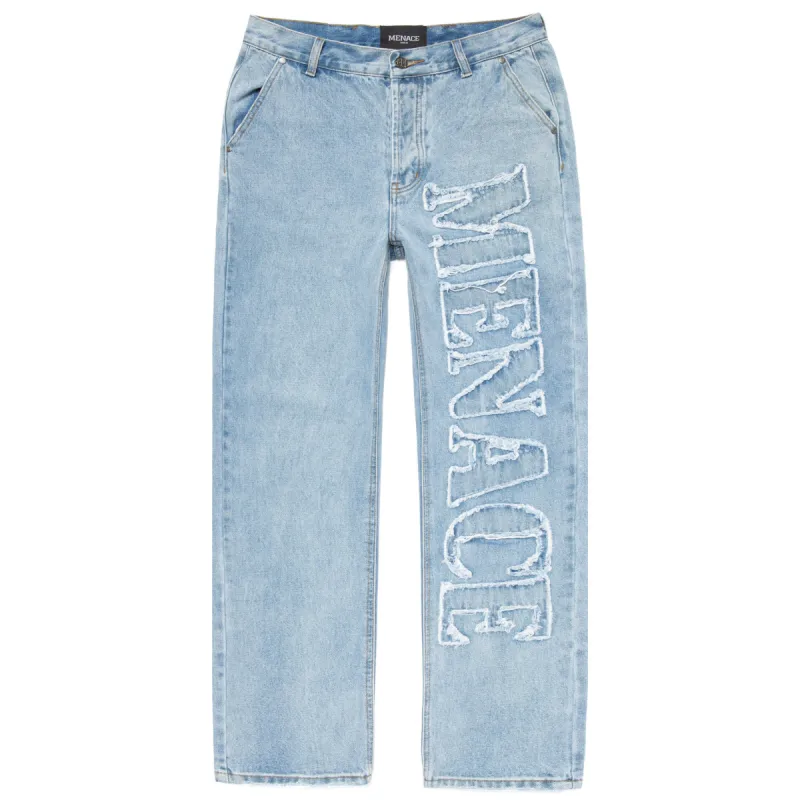 DISTRESSED STENCIL DENIM PANTS sold by Menace