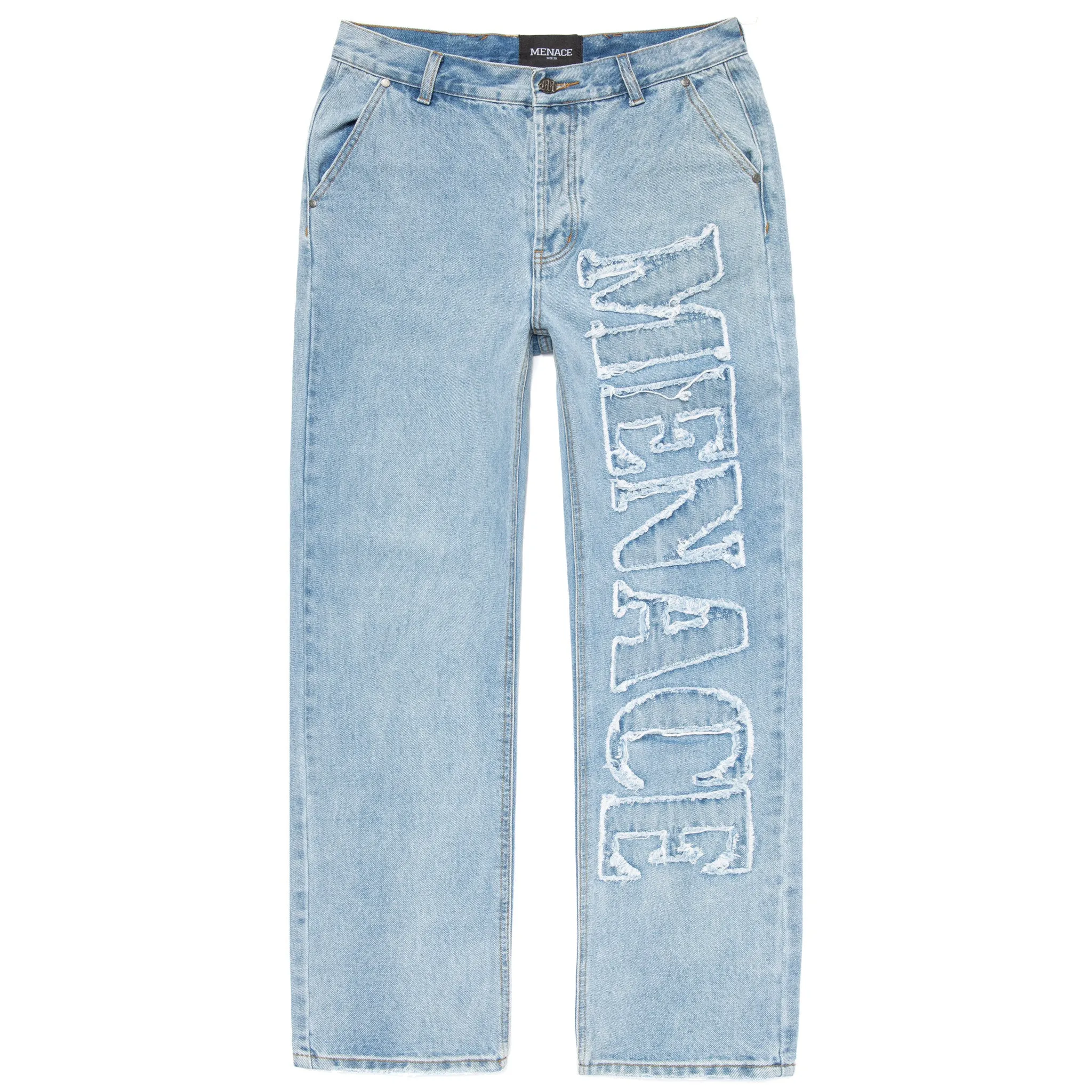 DISTRESSED STENCIL DENIM PANTS sold by Menace