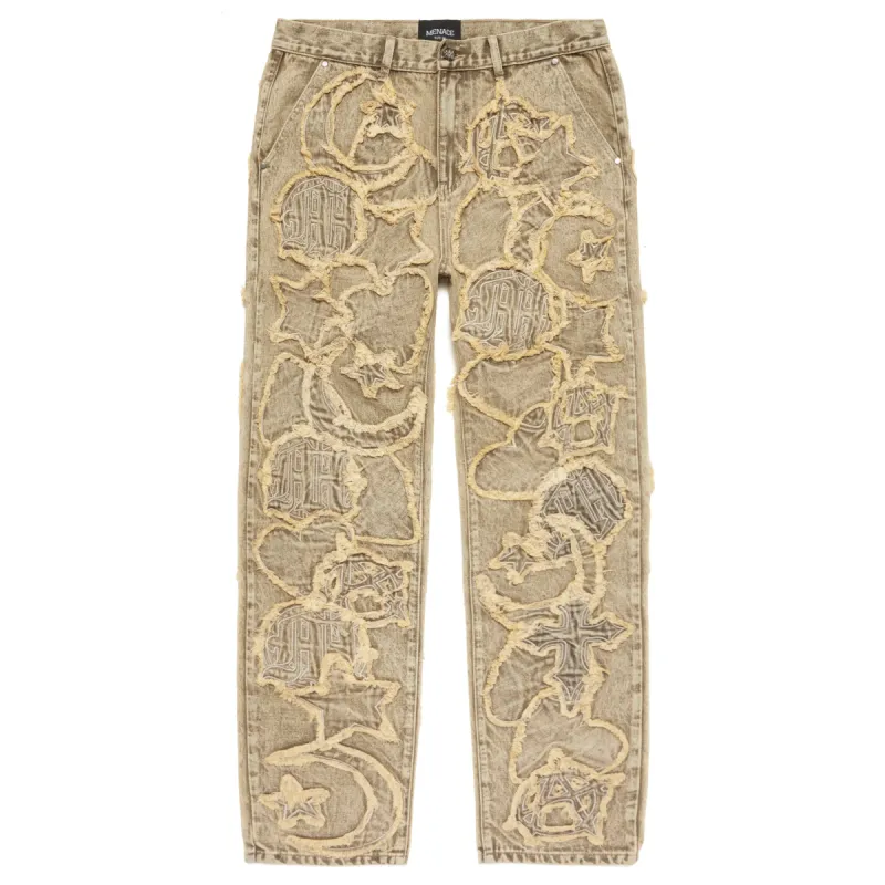 ICONOGRAPHY DENIM PATCH WORK PANTS sold by Menace